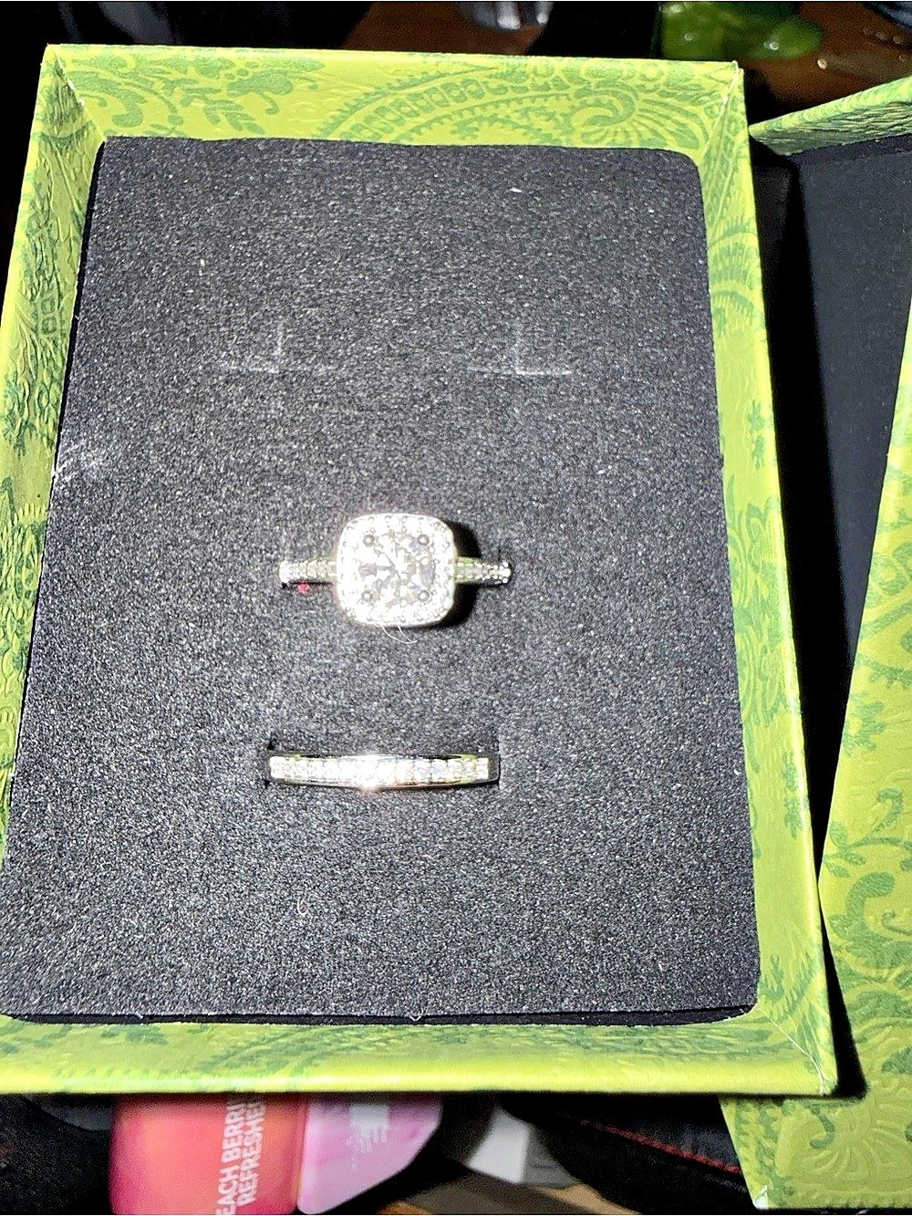 Moissanite SP4018 Ring Set White & Silver Size 6 NWT